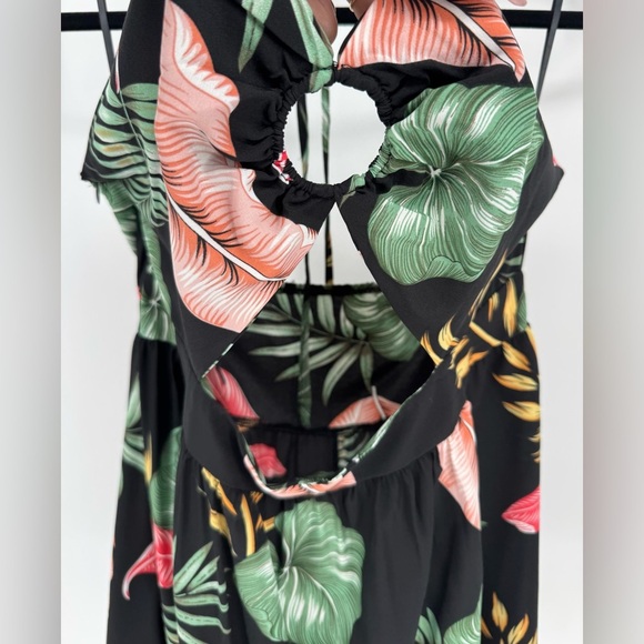 Women's Tropical Halter Tie Cut Out Mini Dress - Picture 5 of 13